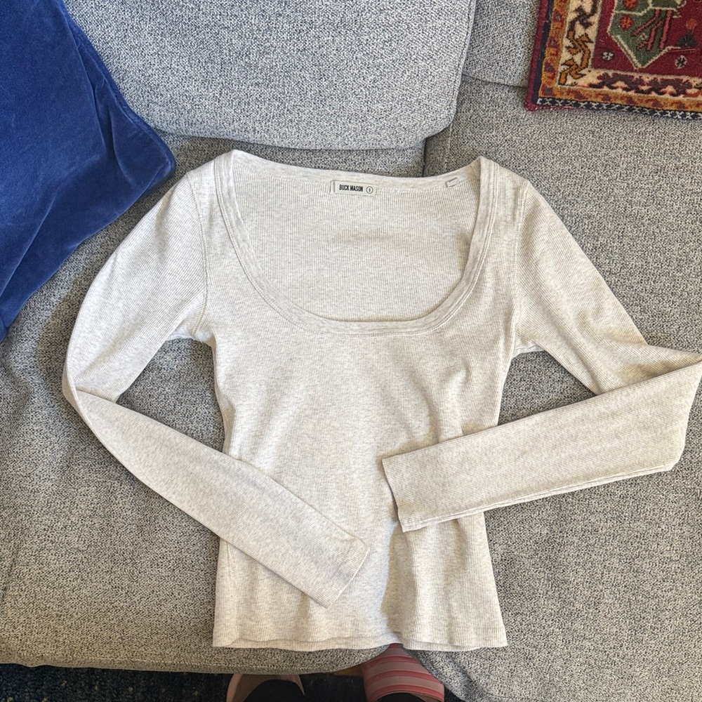 Buck Mason Light Gray Long Sleeve Blouse